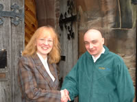 Anne King presents winner of the fleece Rob Farrell of Staffordshire-based Way of the Void web designers